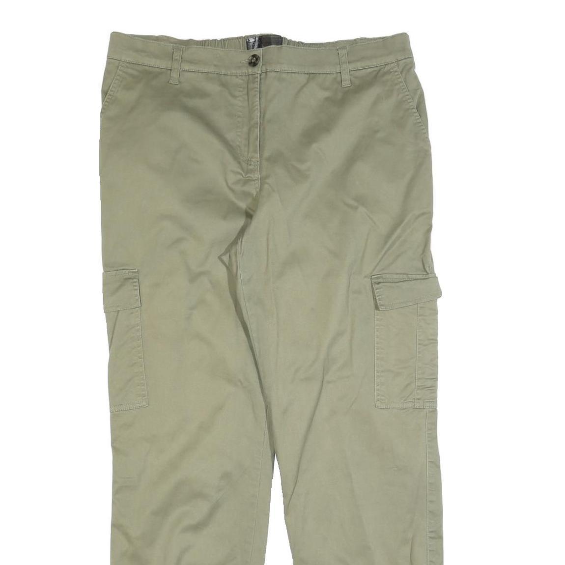 BPC SELECTION Mens Cotton Blend Khaki Regular Cargo Trousers W34 L30 Casual Zip