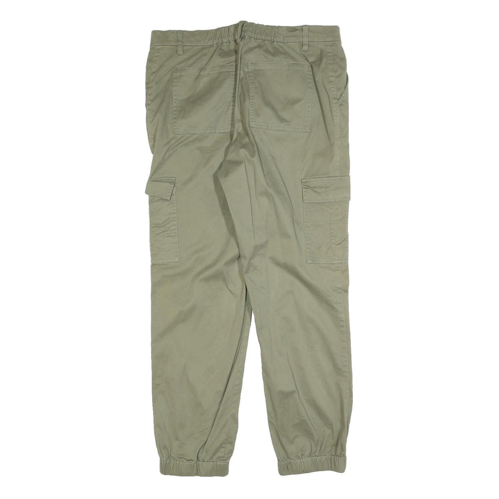 BPC SELECTION Mens Cotton Blend Khaki Regular Cargo Trousers W34 L30 Casual Zip