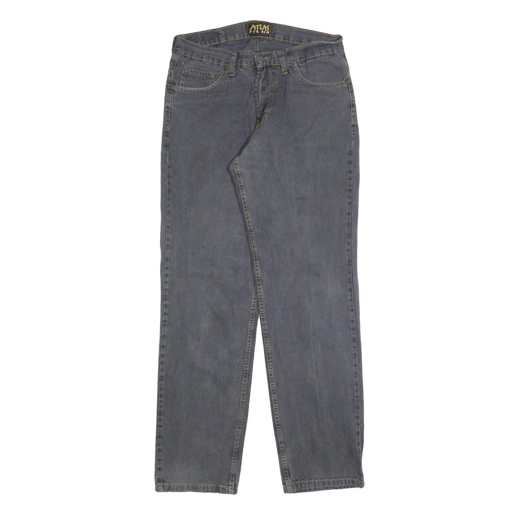 ATLAS FOR MEN Mens Regular Blue Denim Jeans W32 L34 Classic Cotton Blend Zip
