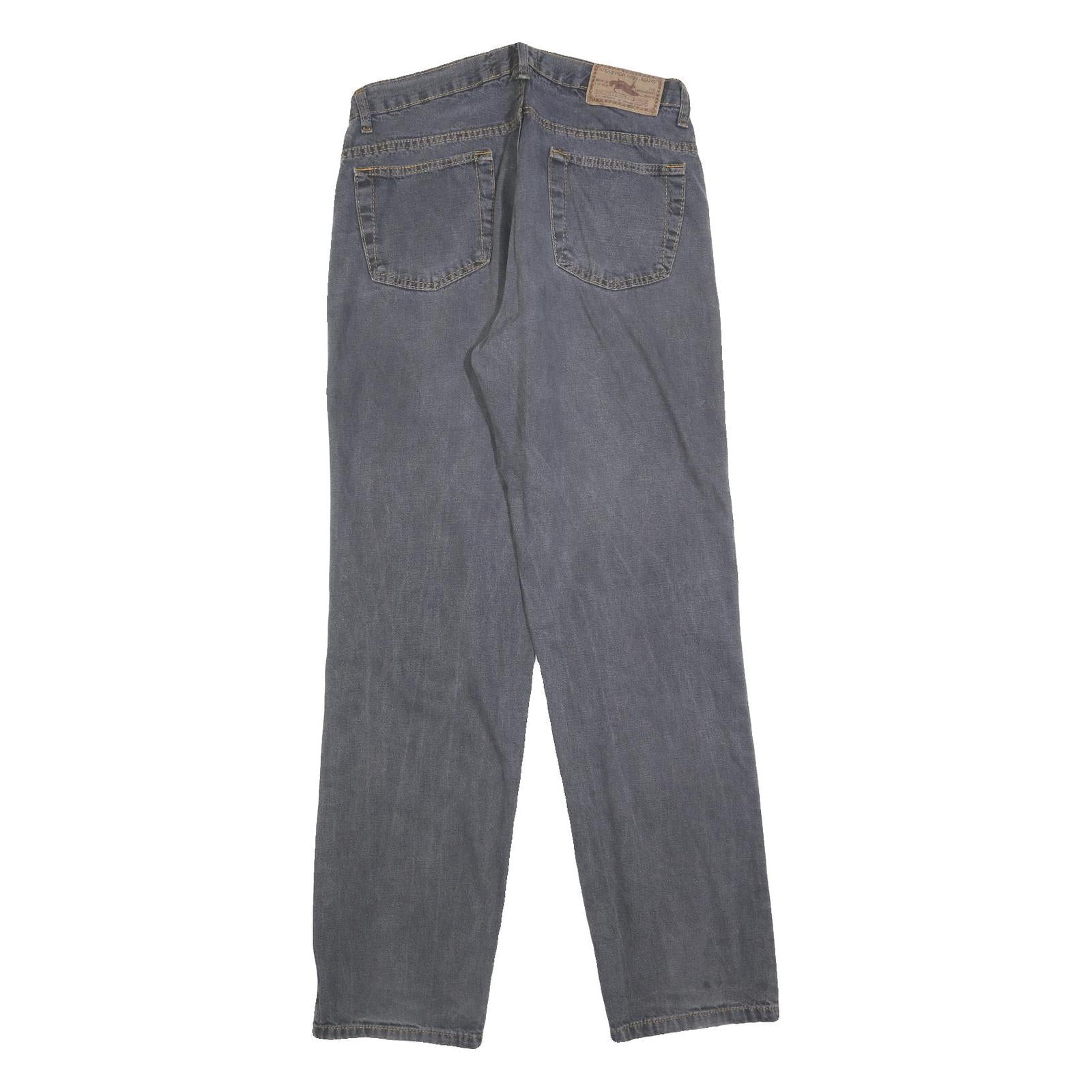 ATLAS FOR MEN Mens Regular Blue Denim Jeans W32 L34 Classic Cotton Blend Zip