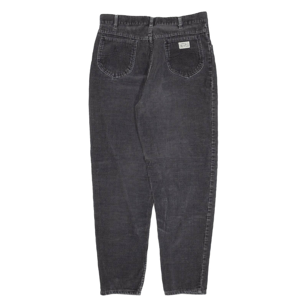RIFLE Womens Corduroy Trousers Black Regular Tapered W27 L26