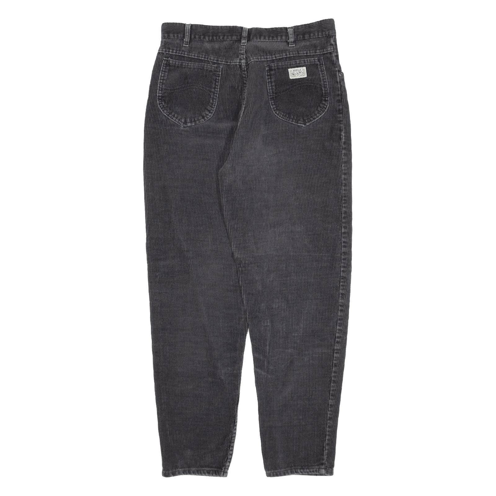 RIFLE Womens Corduroy Trousers Black Regular Tapered W27 L26