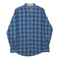 TOMMY HILFIGER Mens Blue & Green Check Shirt L Button Down Collar Long Sleeve
