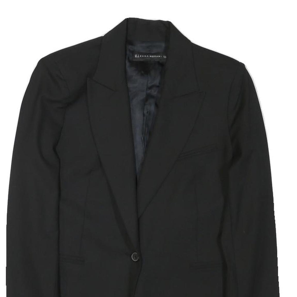 ZARA WOMAN Womens Black Tailored Jacket S Polyester Blend Button Plain Classic
