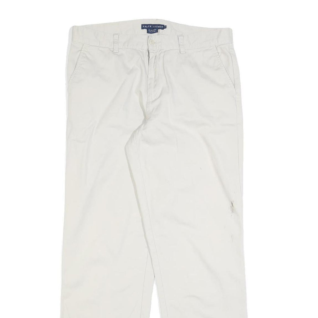 RALPH LAUREN Womens Cotton Blend White Regular Straight Trousers W32 L30 Classic