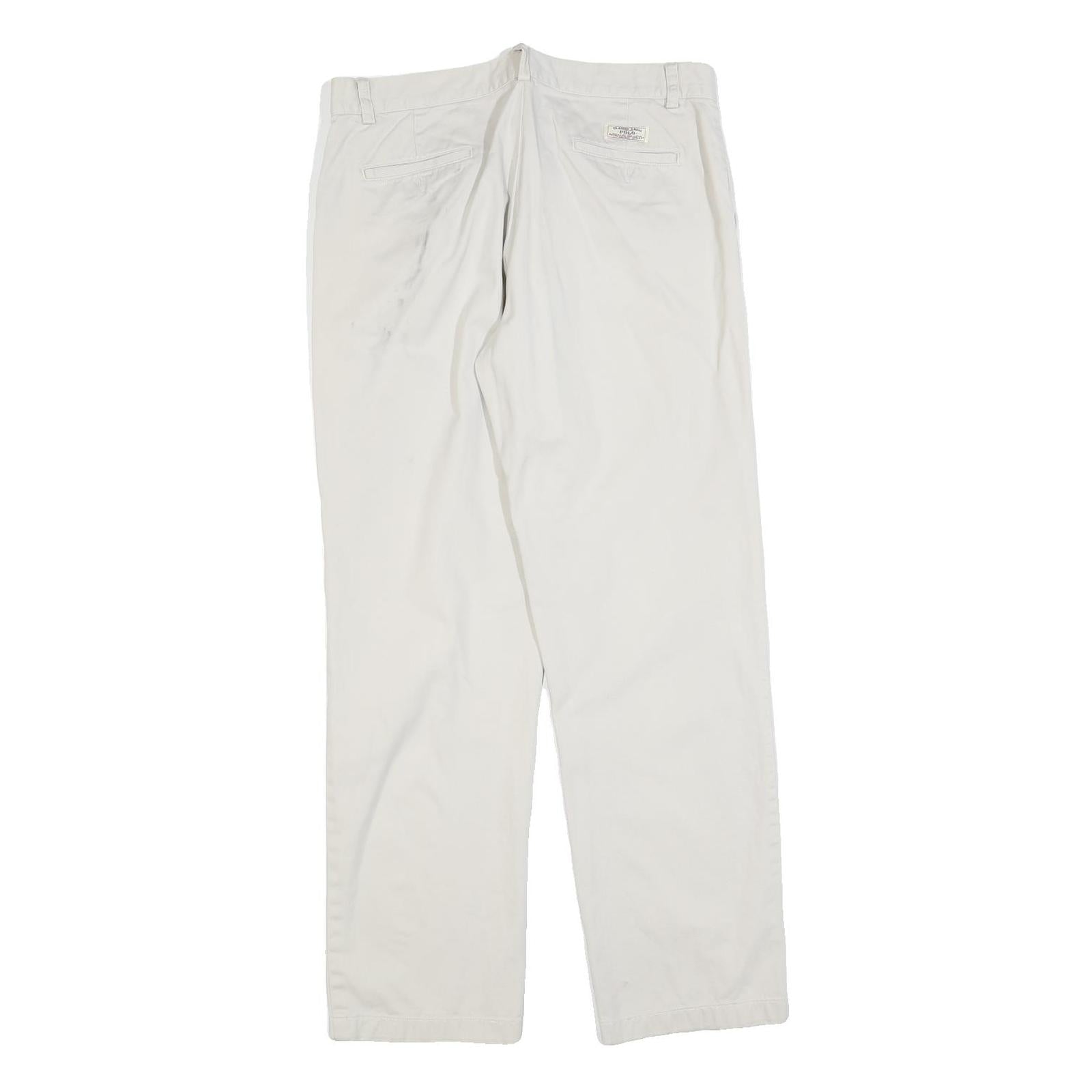 RALPH LAUREN Womens Cotton Blend White Regular Straight Trousers W32 L30 Classic