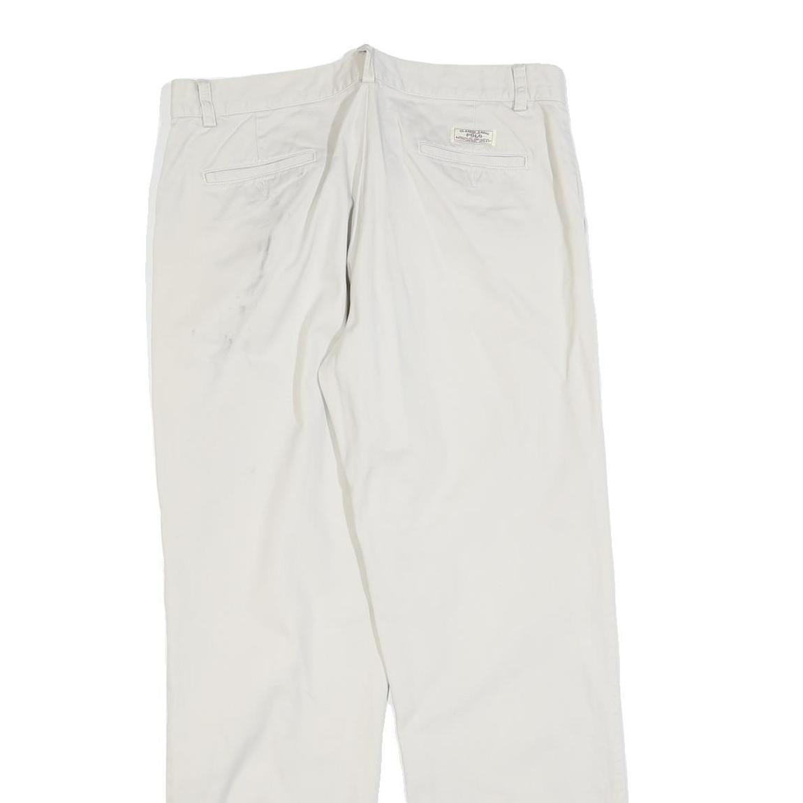 RALPH LAUREN Womens Cotton Blend White Regular Straight Trousers W32 L30 Classic