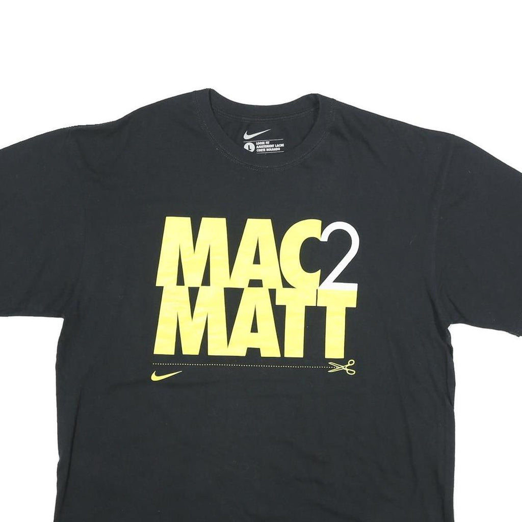 NIKE Mens Black & Yellow Graphic T-Shirt L Short Sleeve Crew Neck Mac2 Matt