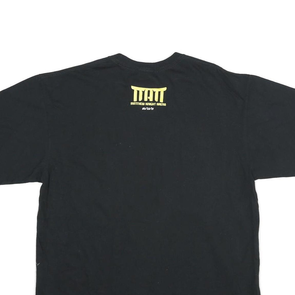 NIKE Mens Black & Yellow Graphic T-Shirt L Short Sleeve Crew Neck Mac2 Matt