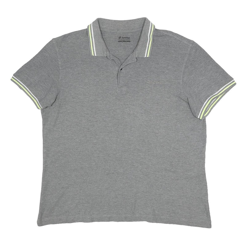 LOTTO Mens Grey Polo Shirt XL Cotton Blend Short Sleeve Plain Casual
