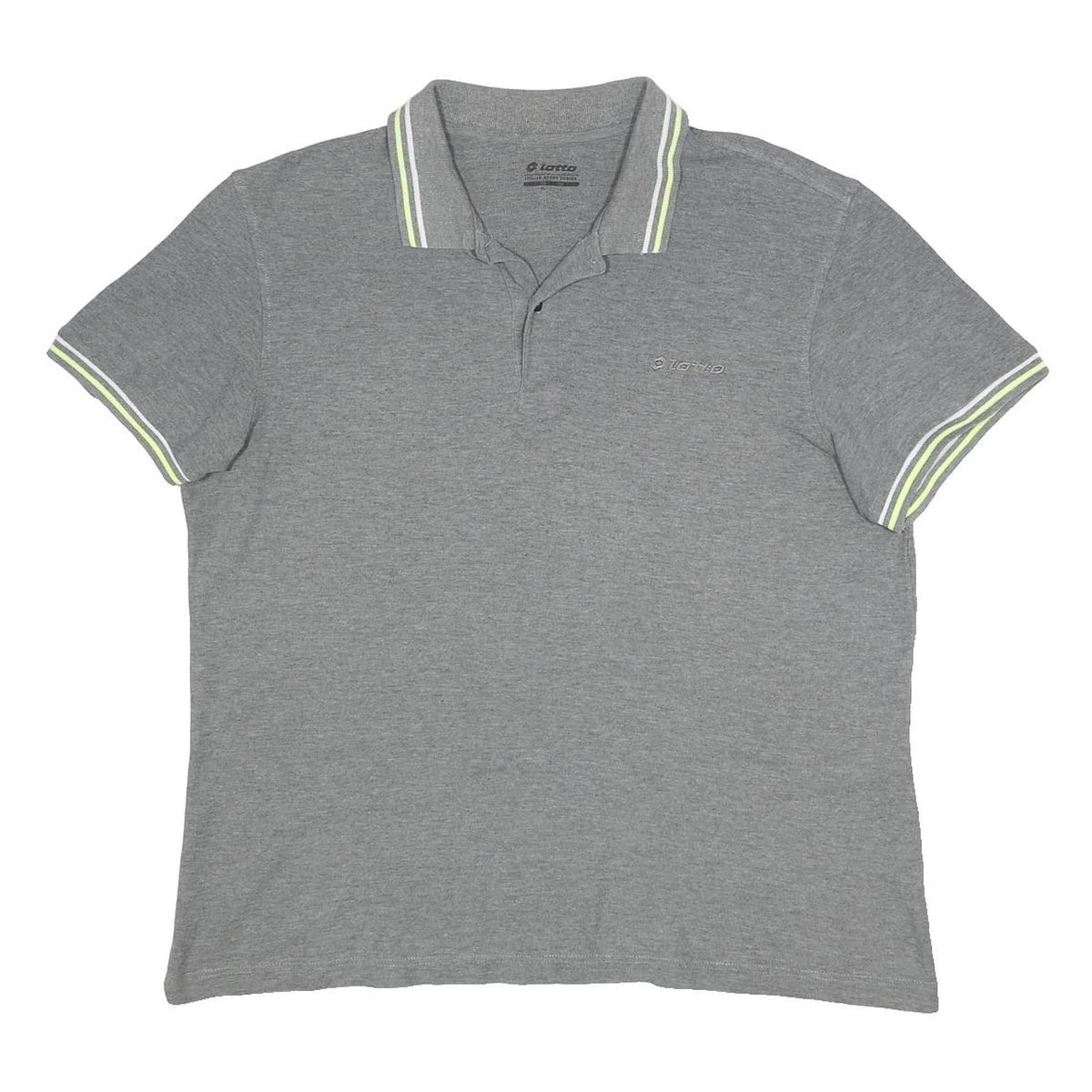 LOTTO Mens Grey Polo Shirt XL Cotton Blend Short Sleeve Plain Casual