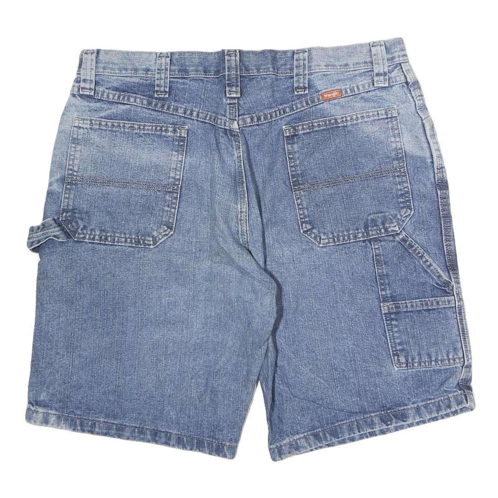 WRANGLER Mens Denim Blue Casual Shorts M W36 Carpenter Style Pocket Detail
