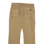 DICKIES Mens Regular Beige Cotton Blend Zip Trousers W32 L30 Workwear Utility