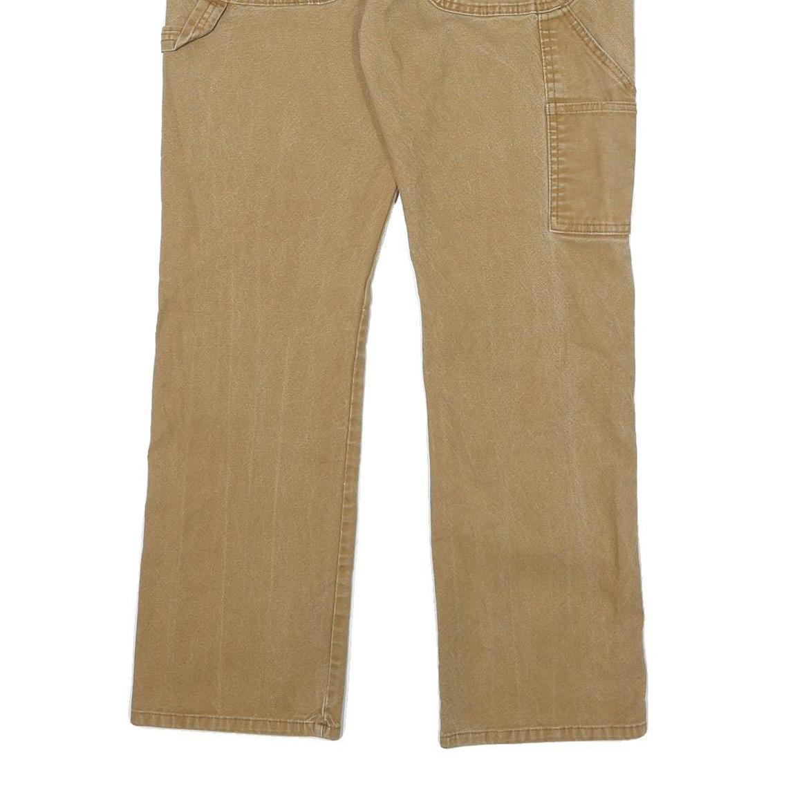 DICKIES Mens Regular Beige Cotton Blend Zip Trousers W32 L30 Workwear Utility