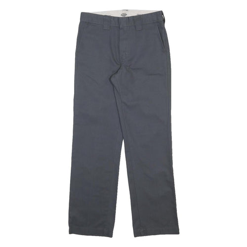 DICKIES Boys Slim Fit Navy Blue Cotton Blend Trousers W26 L27 Zip Closure