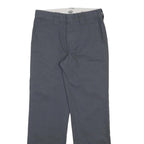DICKIES Boys Slim Fit Navy Blue Cotton Blend Trousers W26 L27 Zip Closure