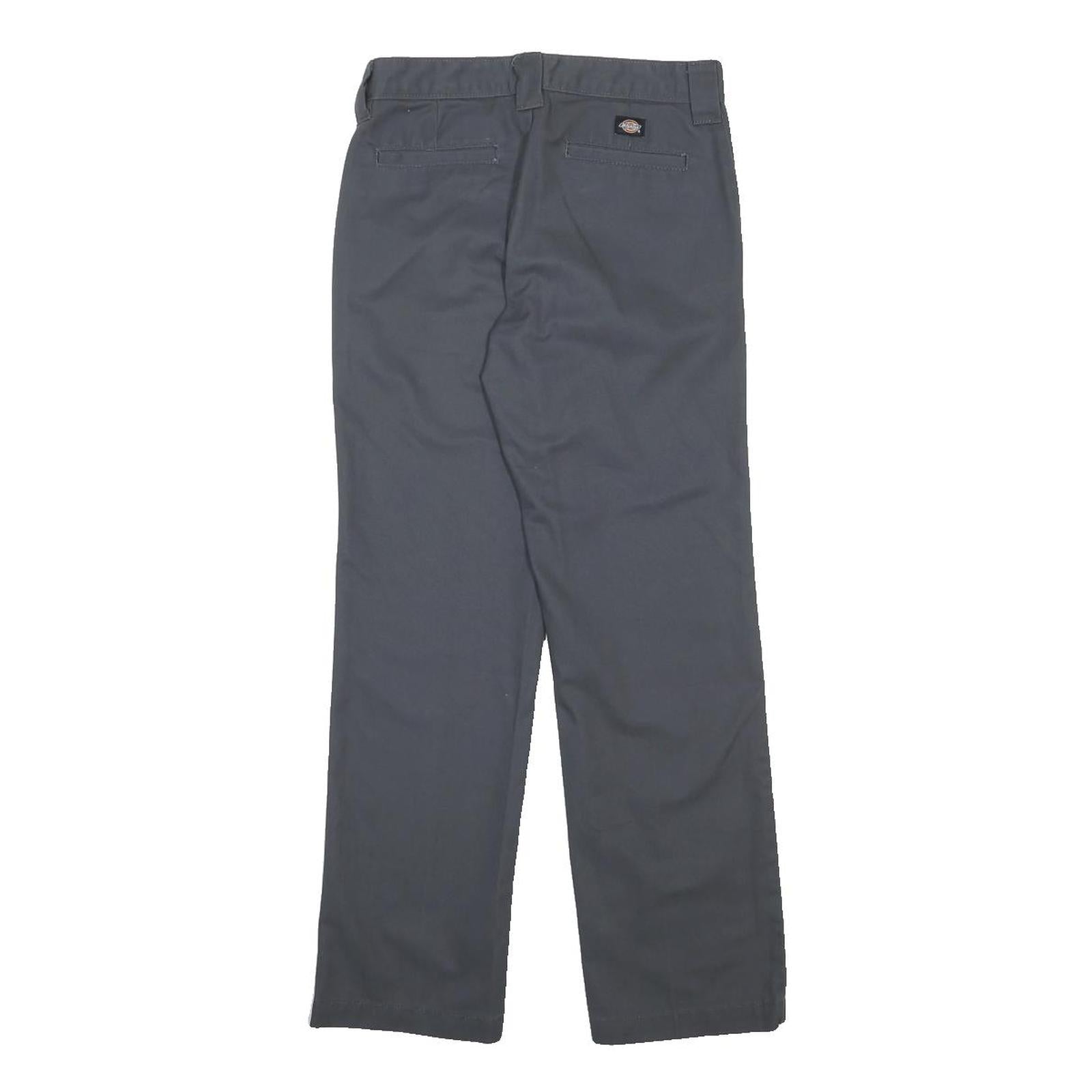 DICKIES Boys Slim Fit Navy Blue Cotton Blend Trousers W26 L27 Zip Closure