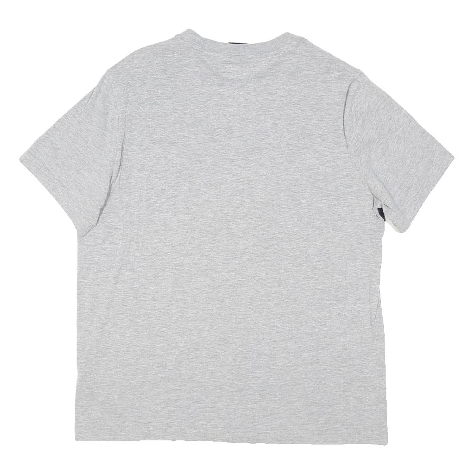 CHAMPION Mens Grey And Navy Graphic T-Shirt L Short Sleeve Crew Neck Cotton