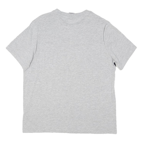 CHAMPION Mens Grey And Navy Graphic T-Shirt L Short Sleeve Crew Neck Cotton