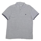 TIMBERLAND Mens Grey & Navy Short Sleeve Polo Shirt L Cotton Blend Casual