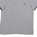 TIMBERLAND Mens Grey & Navy Short Sleeve Polo Shirt L Cotton Blend Casual