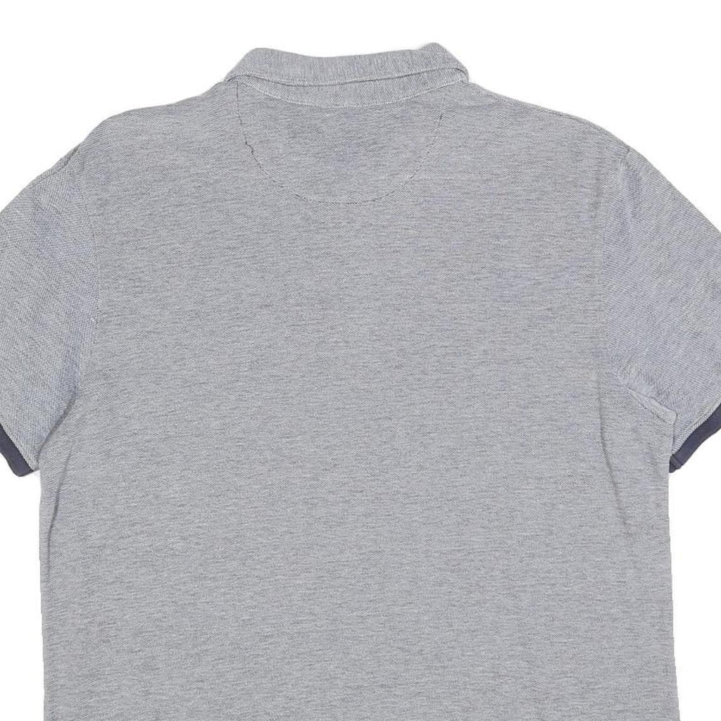 TIMBERLAND Mens Grey & Navy Short Sleeve Polo Shirt L Cotton Blend Casual