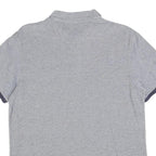TIMBERLAND Mens Grey & Navy Short Sleeve Polo Shirt L Cotton Blend Casual