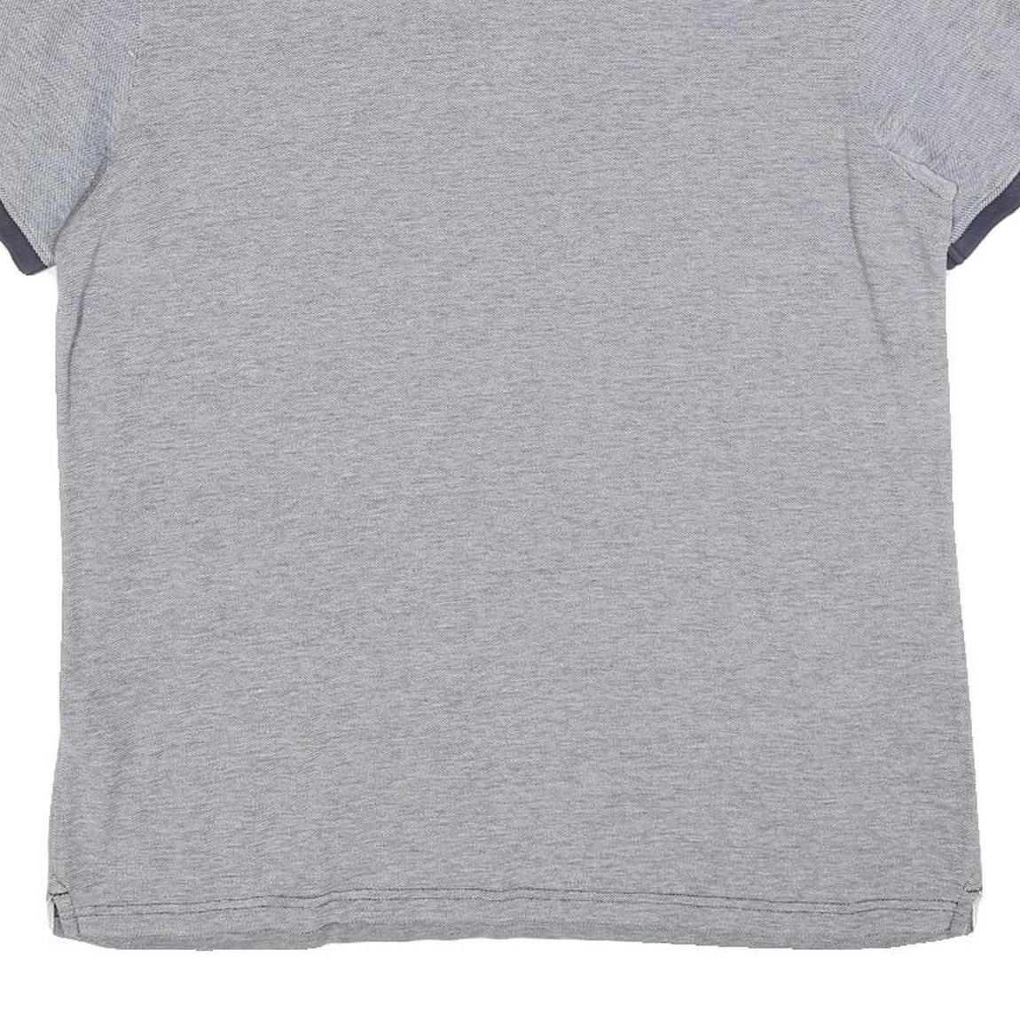 TIMBERLAND Mens Grey & Navy Short Sleeve Polo Shirt L Cotton Blend Casual