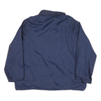 Mens Navy Blue Plain Jacket L Polyester Blend Button Closure Regular Fit Casual