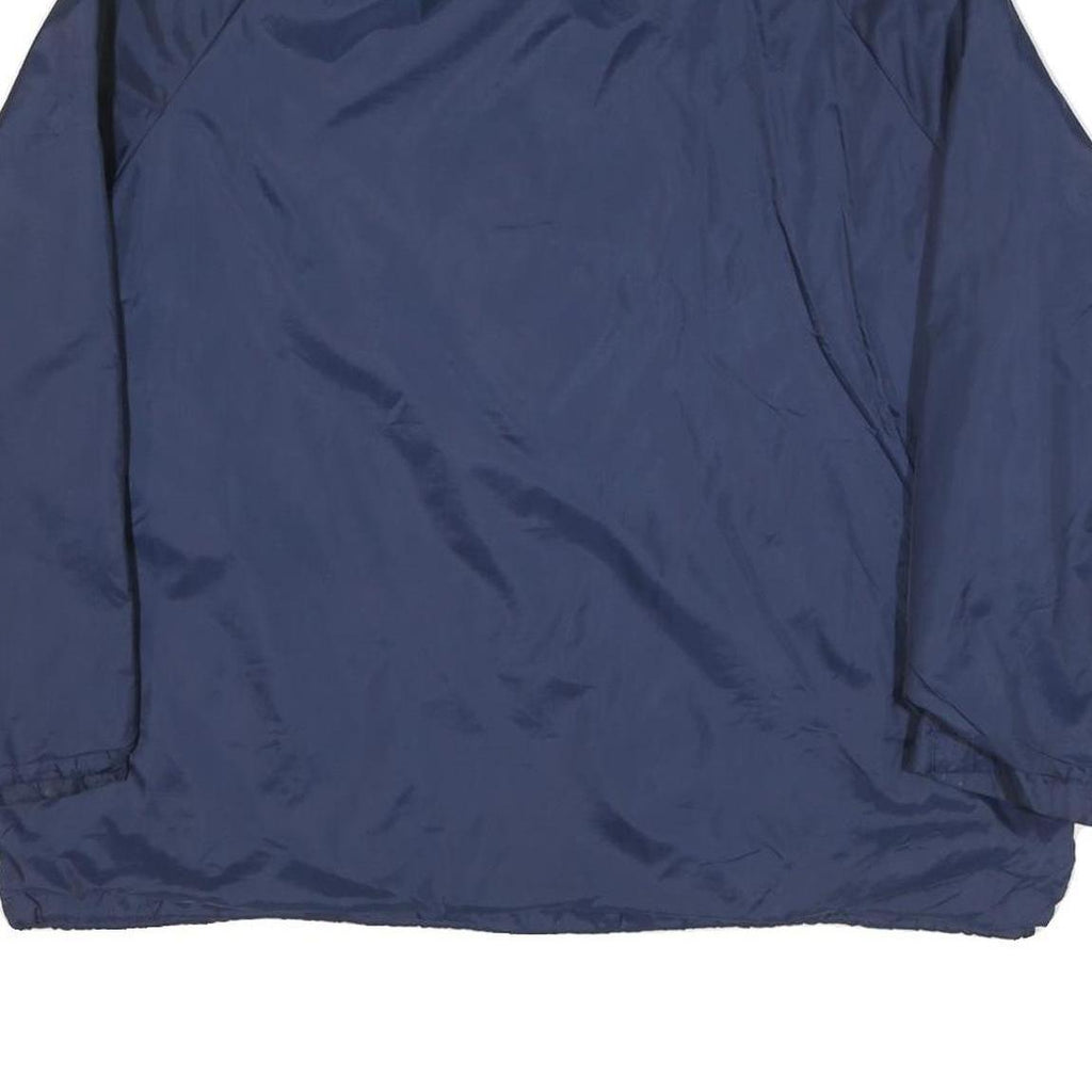 Mens Navy Blue Plain Jacket L Polyester Blend Button Closure Regular Fit Casual