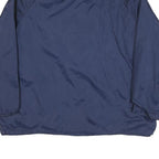 Mens Navy Blue Plain Jacket L Polyester Blend Button Closure Regular Fit Casual