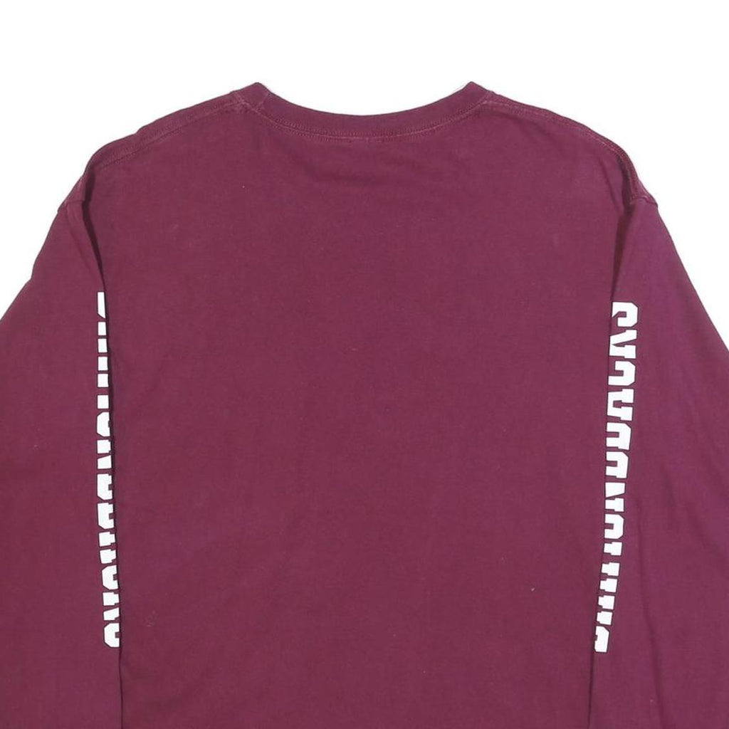 Mens Maroon Union Mine Football Long Sleeve Crew Neck Graphic Cotton T-Shirt L