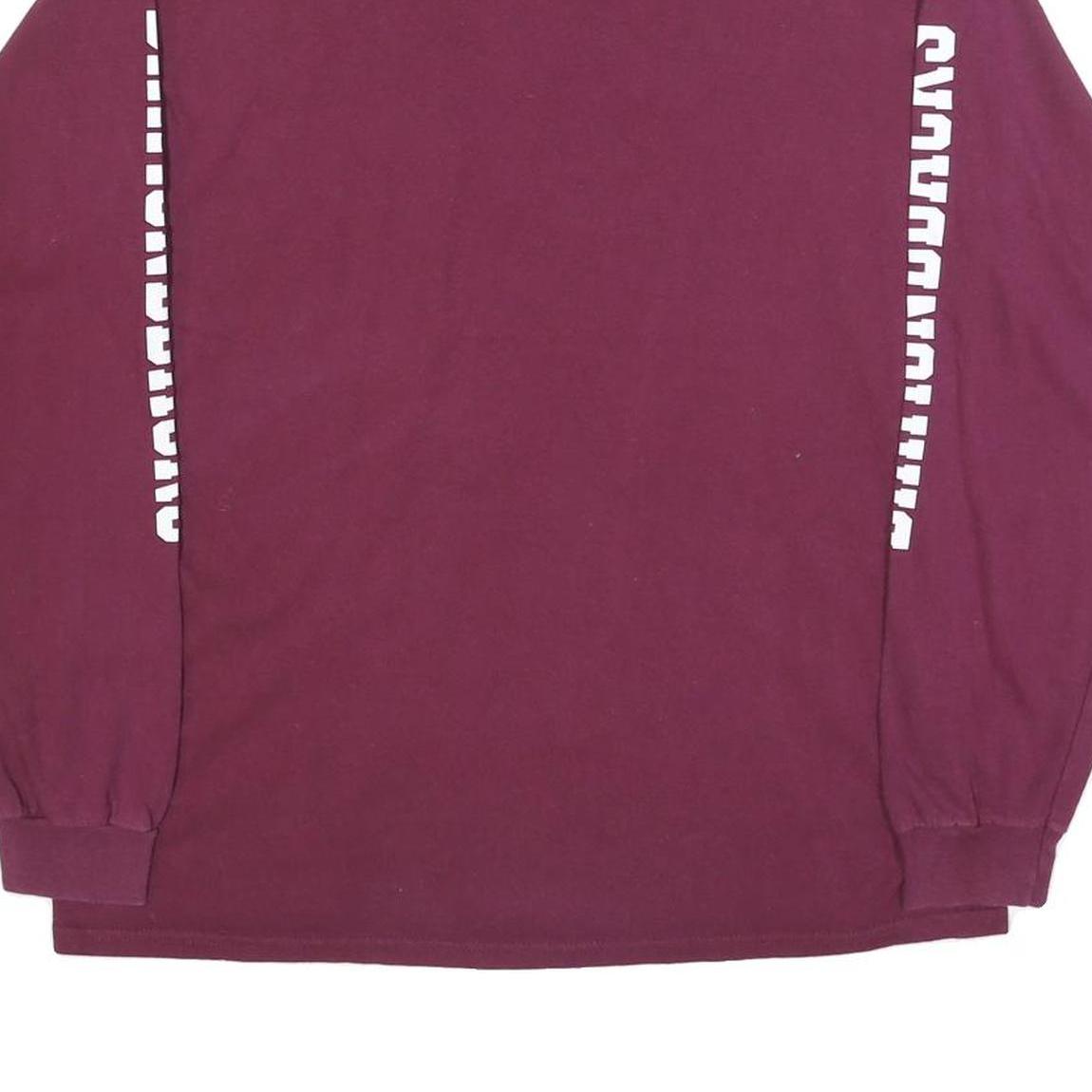Mens Maroon Union Mine Football Long Sleeve Crew Neck Graphic Cotton T-Shirt L