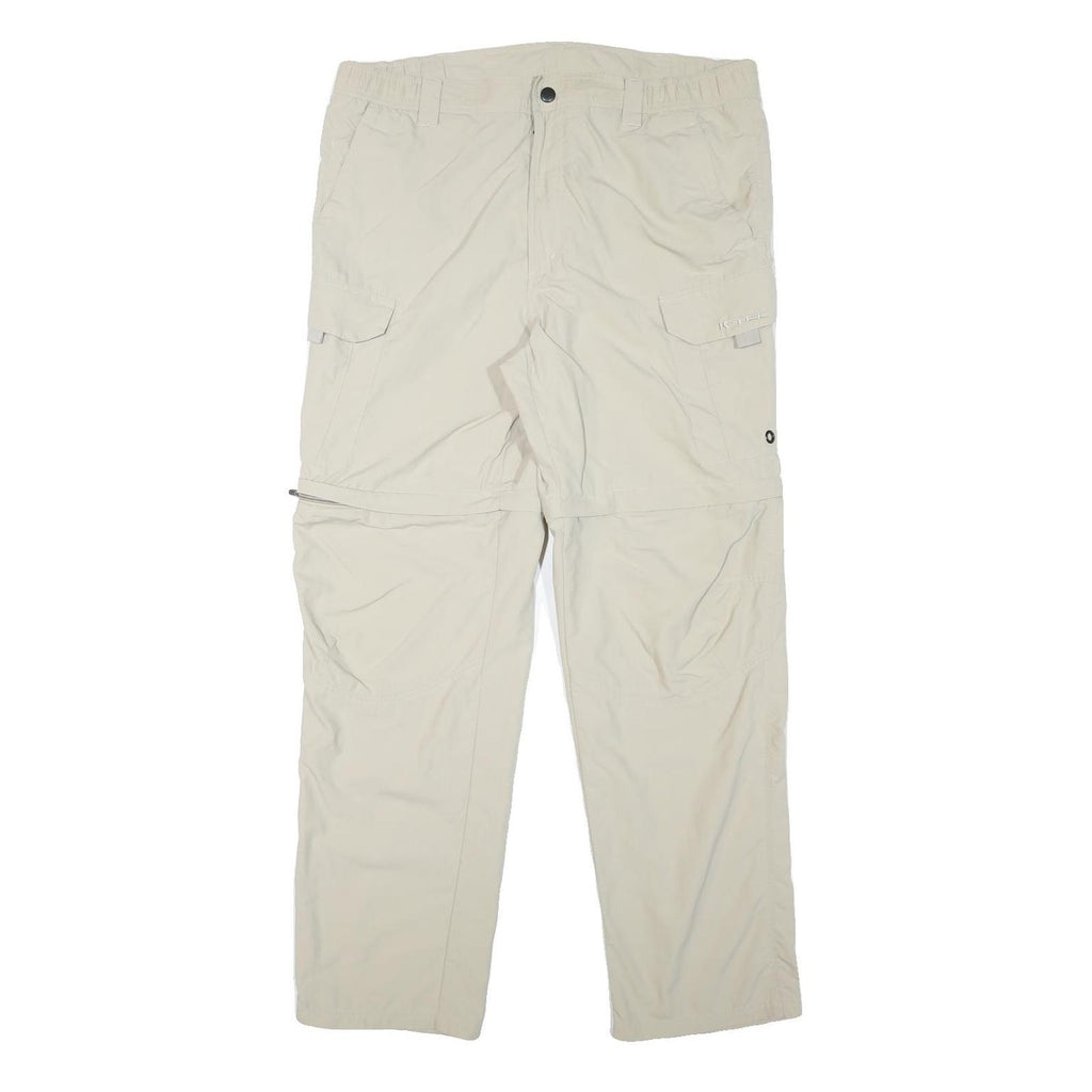 K-TEC Mens Polyester Blend Beige Regular Zip Cargo Trousers W37 L30 Casual