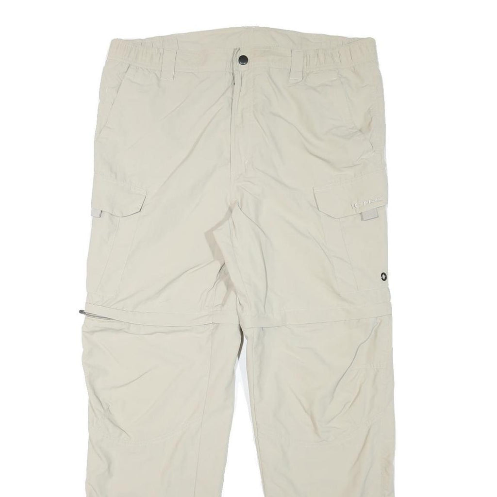 K-TEC Mens Polyester Blend Beige Regular Zip Cargo Trousers W37 L30 Casual
