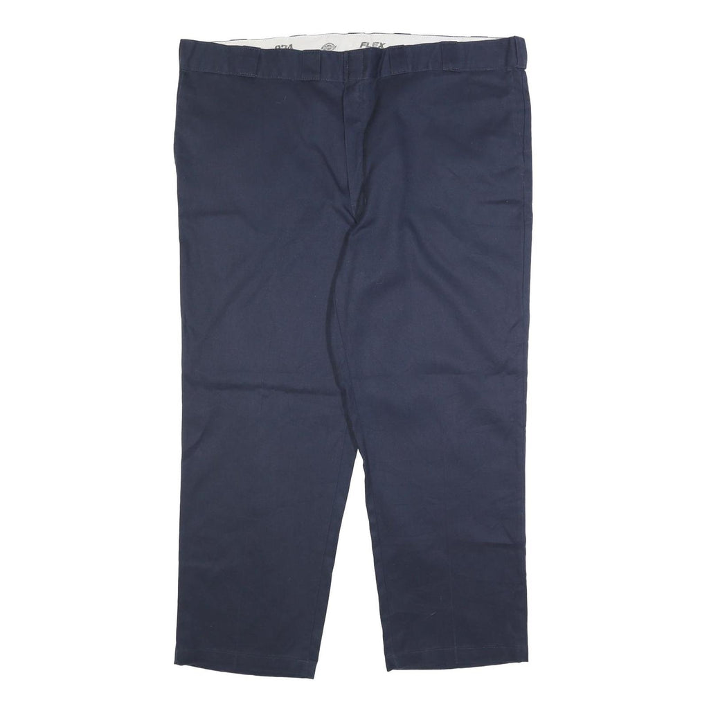 DICKIES Mens Cotton Blend Navy Regular Fit Straight Leg Trousers W46 L30