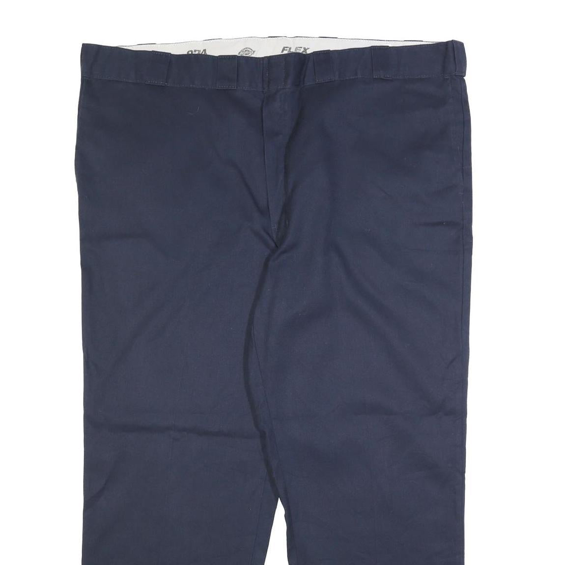 DICKIES Mens Cotton Blend Navy Regular Fit Straight Leg Trousers W46 L30