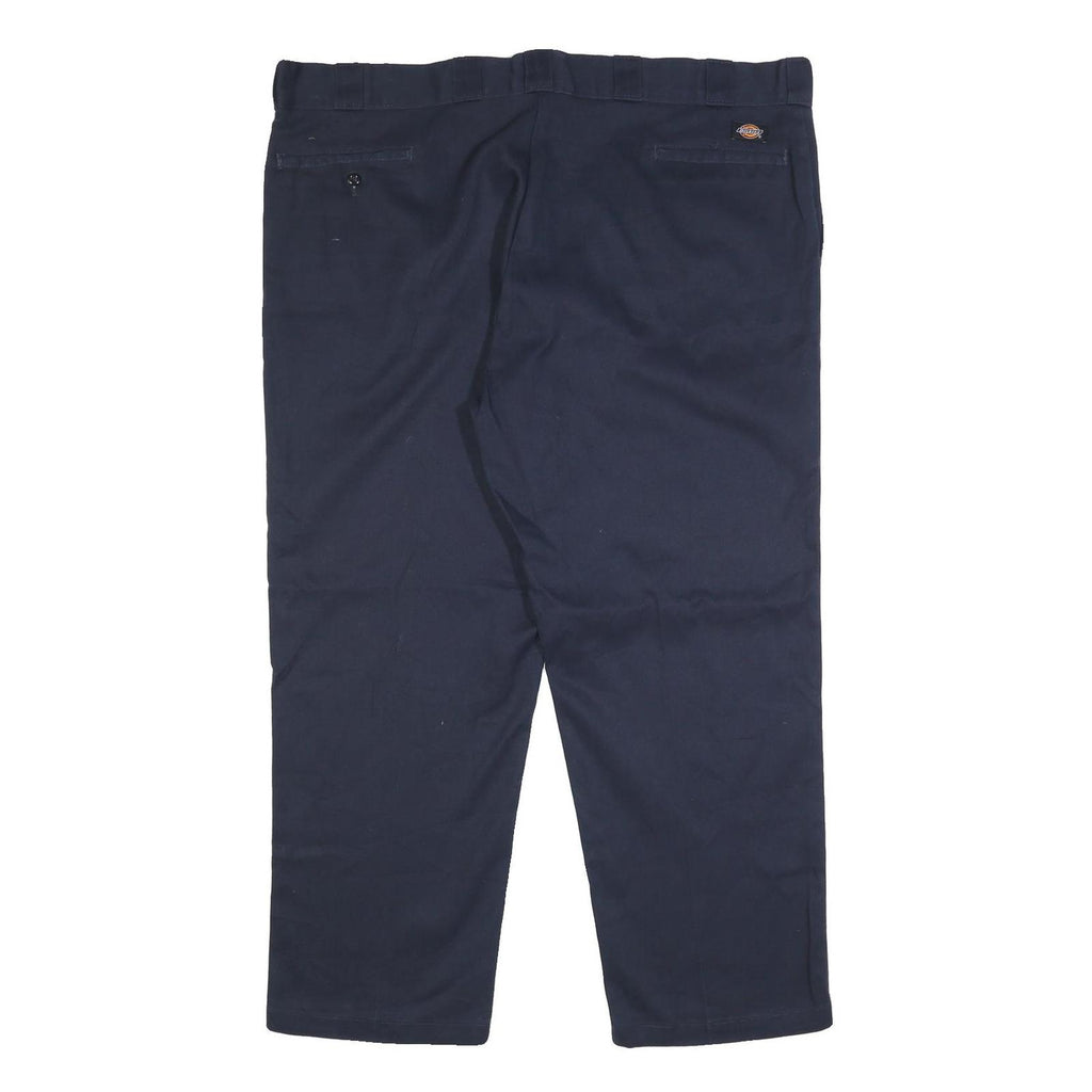 DICKIES Mens Cotton Blend Navy Regular Fit Straight Leg Trousers W46 L30