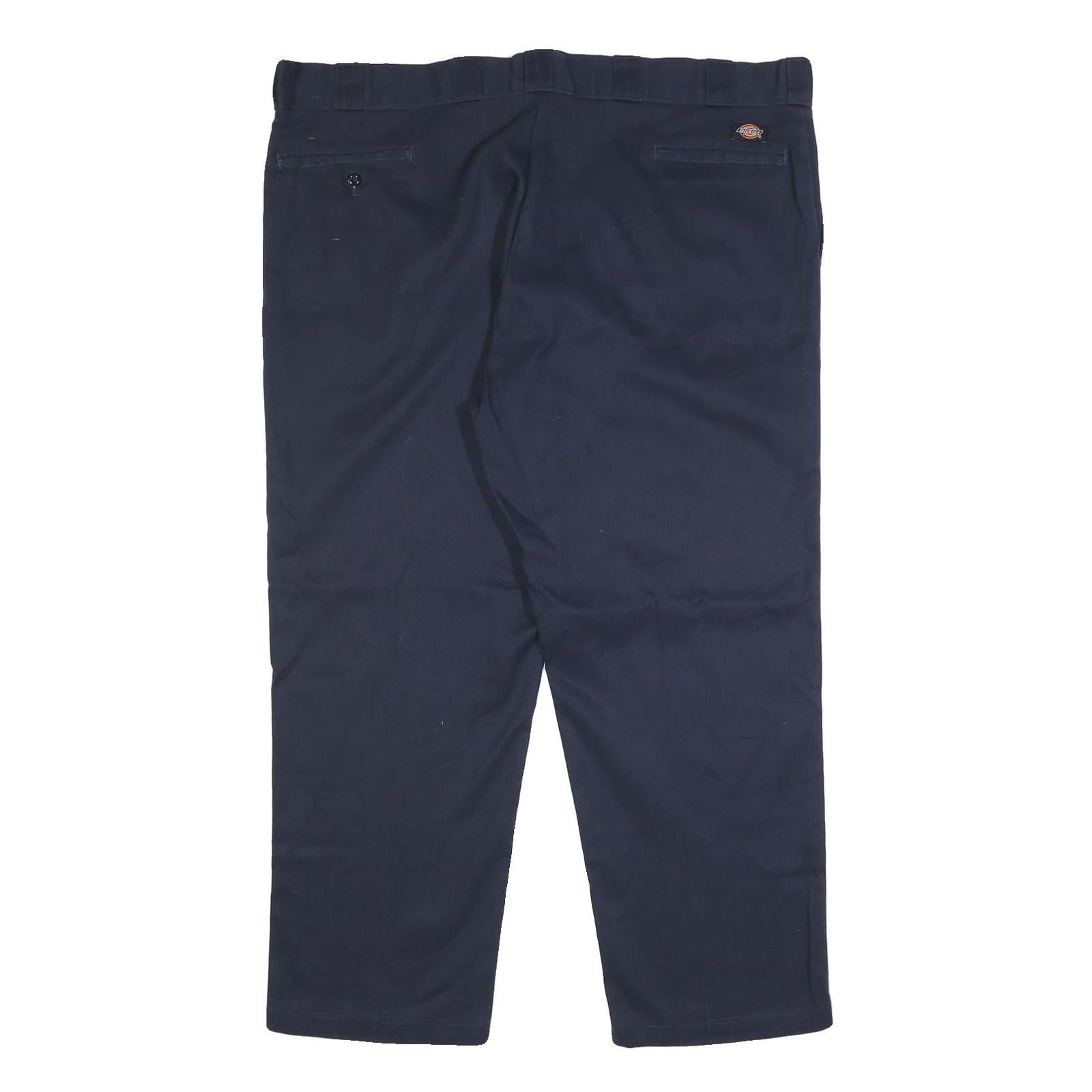 DICKIES Mens Cotton Blend Navy Regular Fit Straight Leg Trousers W46 L30