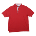 TOMMY HILFIGER Mens Red Polo Shirt S Cotton Blend Short Sleeve Classic Fit