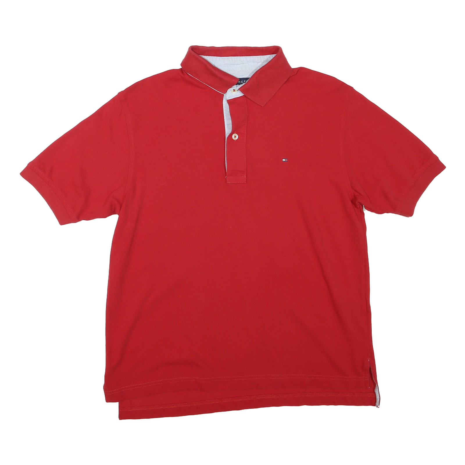 TOMMY HILFIGER Mens Red Polo Shirt S Cotton Blend Short Sleeve Classic Fit