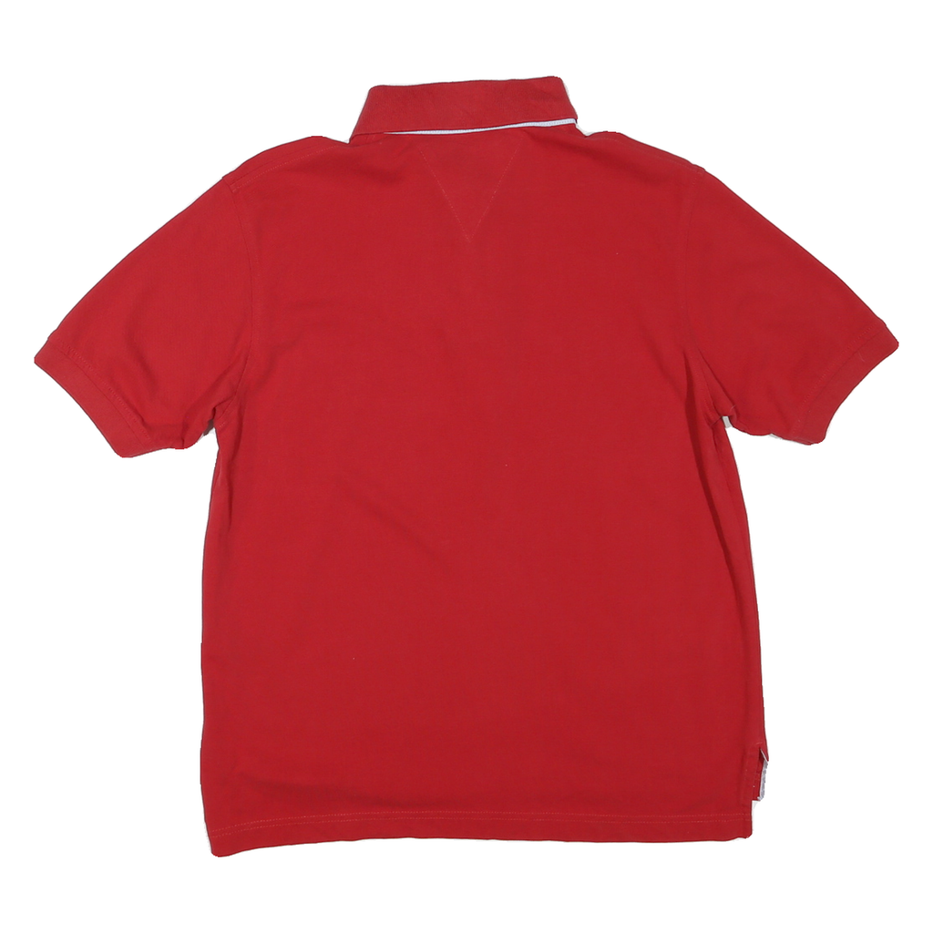 TOMMY HILFIGER Mens Red Polo Shirt S Cotton Blend Short Sleeve Classic Fit