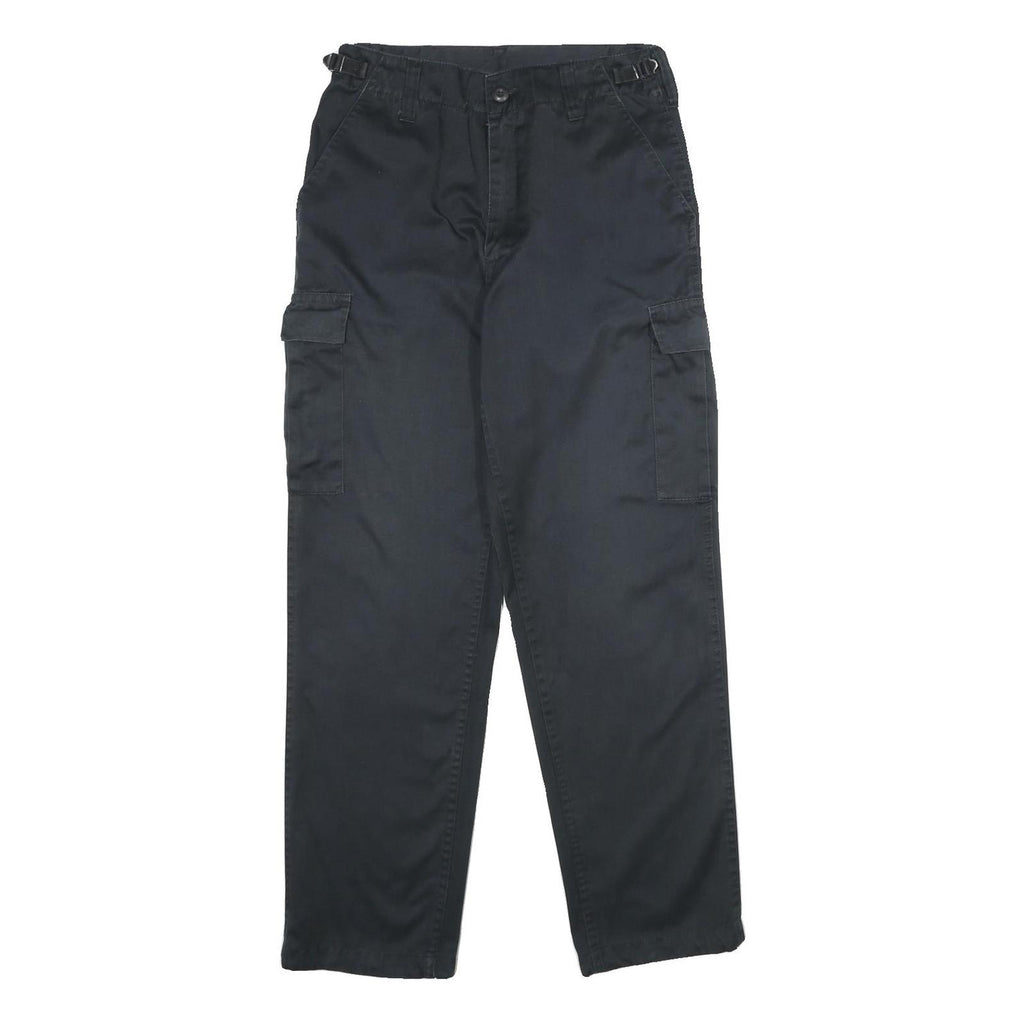 U.S.N. INTERNATIONAL Mens Black Regular Fit Straight Leg Trousers W29 L30 Cargo