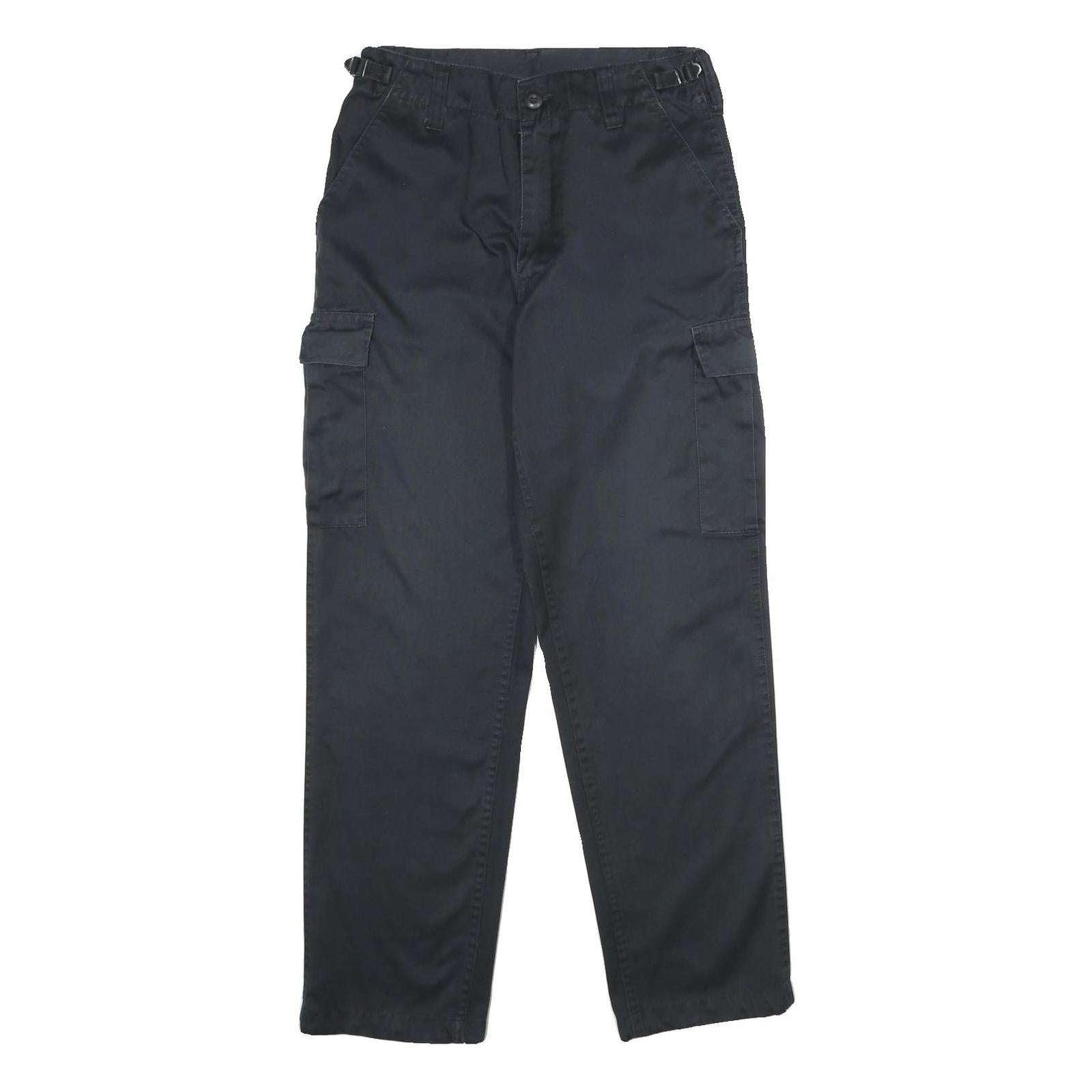 U.S.N. INTERNATIONAL Mens Black Regular Fit Straight Leg Trousers W29 L30 Cargo