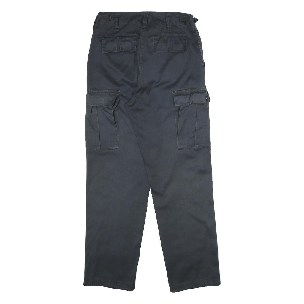 U.S.N. INTERNATIONAL Mens Black Regular Fit Straight Leg Trousers W29 L30 Cargo