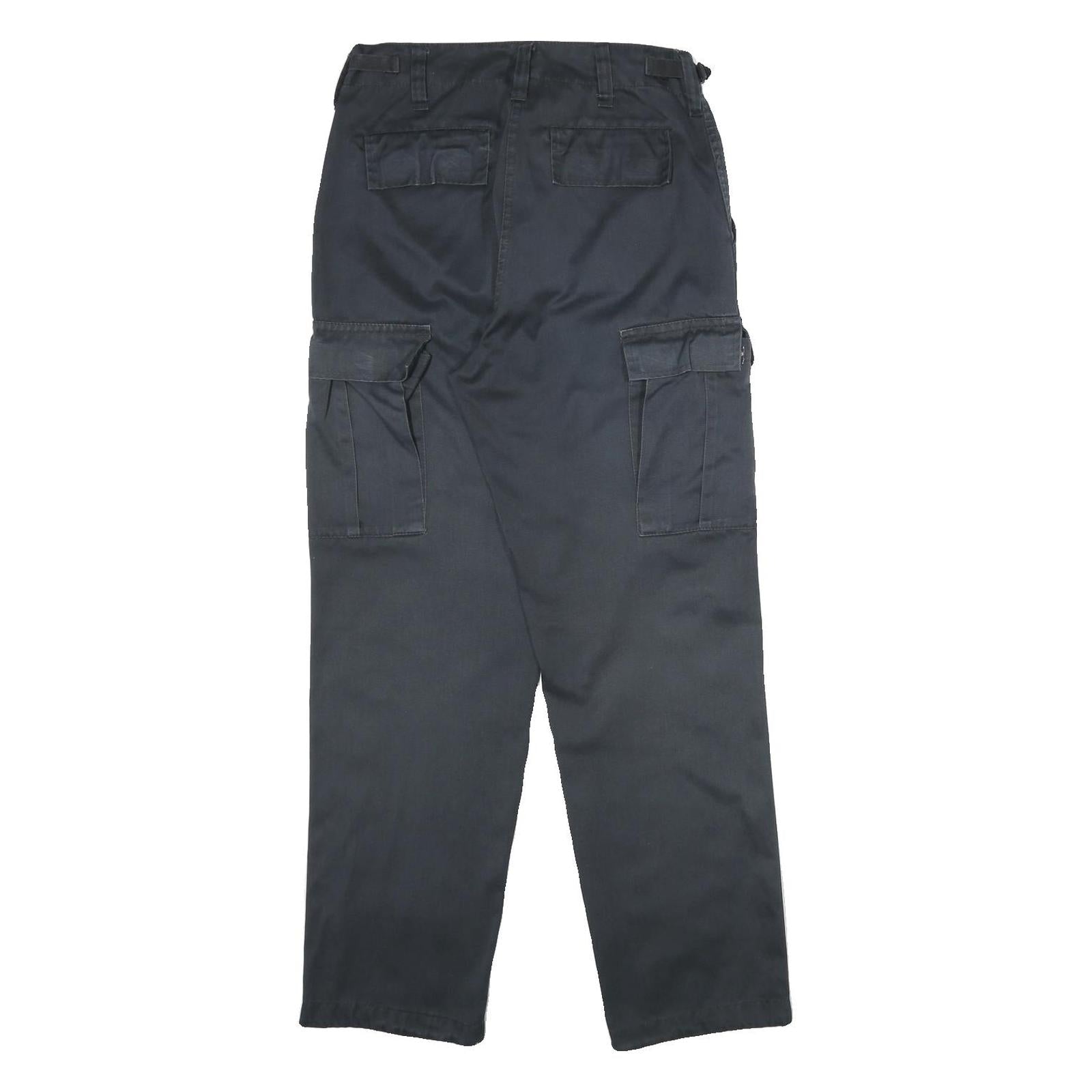 U.S.N. INTERNATIONAL Mens Black Regular Fit Straight Leg Trousers W29 L30 Cargo