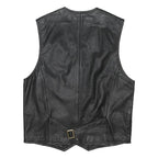 LEATHER CLOTHES Mens Black Leather Button Jacket L Classic Waistcoat Vest