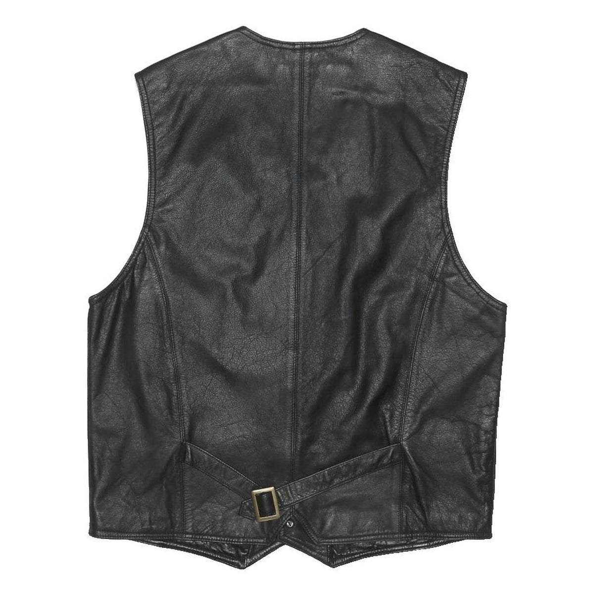 LEATHER CLOTHES Mens Black Leather Button Jacket L Classic Waistcoat Vest