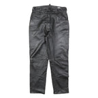 MODE Mens Leather Black Regular Straight Trousers W29 L28 Zip Casual Zip