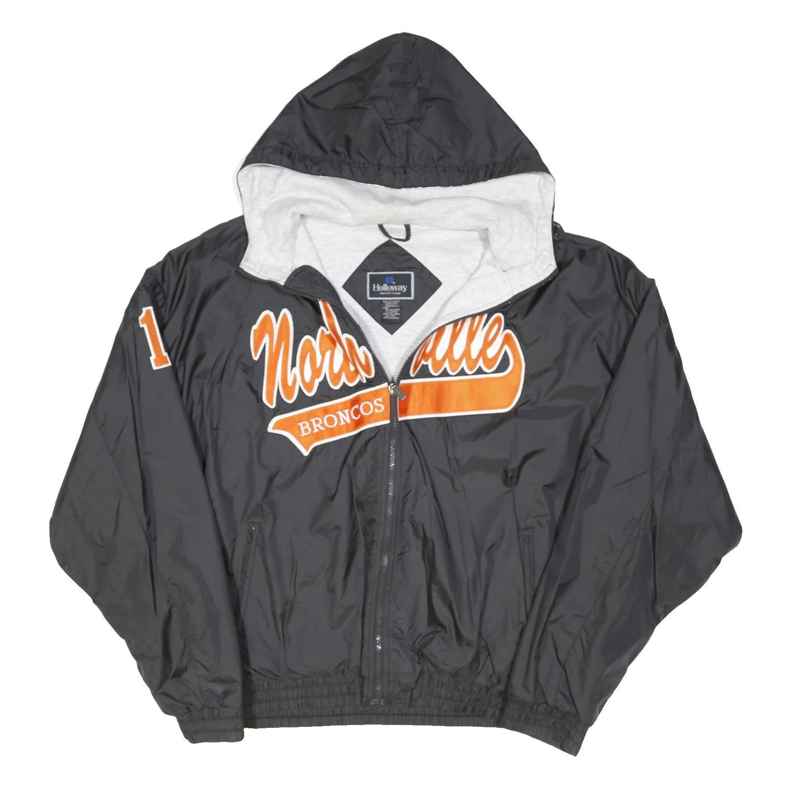 HOLLOWAY Mens Black Orange Northville Broncos Hoodie Jacket 2XL Polyester